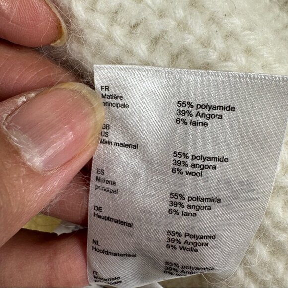 Maje Angora Blend Wrap Sweater Cream V Neck Knit Size Small Luxury Soft Knit - Picture 5 of 15